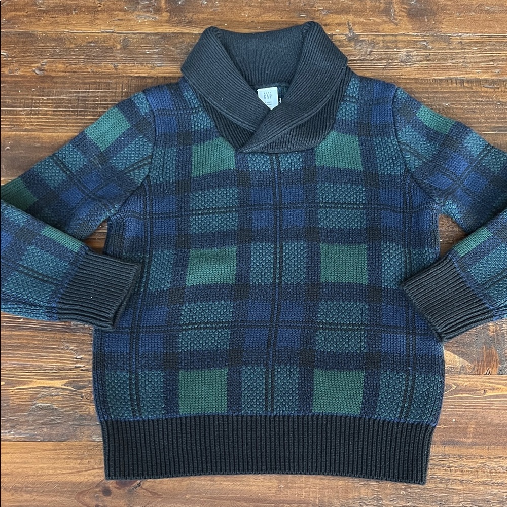 GAP Kids Blue and Green Turtleneck Sweater